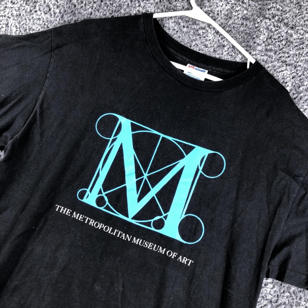 Vintage Metropolitan Museum Of Art Shirt Mens Large Black Logo Graphic Tee Hanes - Picture 2 of 8